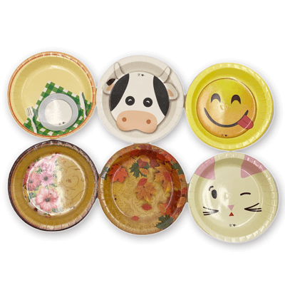 จานกระดาษ PE 7 นิ้ว SCP PACKING พิมพ์ลายการ์ตูน คละลาย (100 ใบ/แพ็ก)